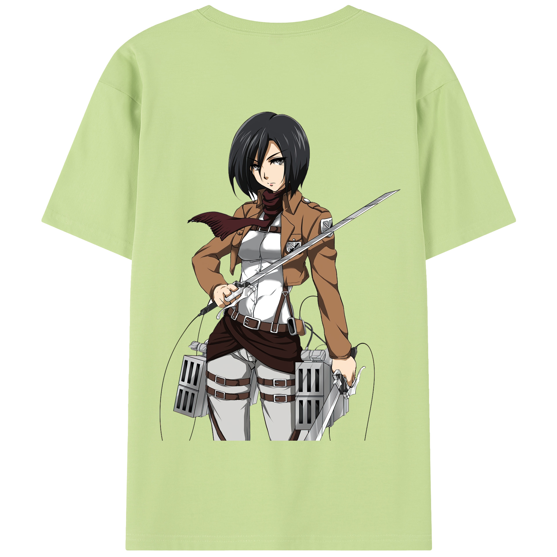 （画像用） 進撃の巨人 ミカサ·アッカーマン Attack on Titan Mikasa Ackerman 綿100％半袖Tシャツ（背面プリント）